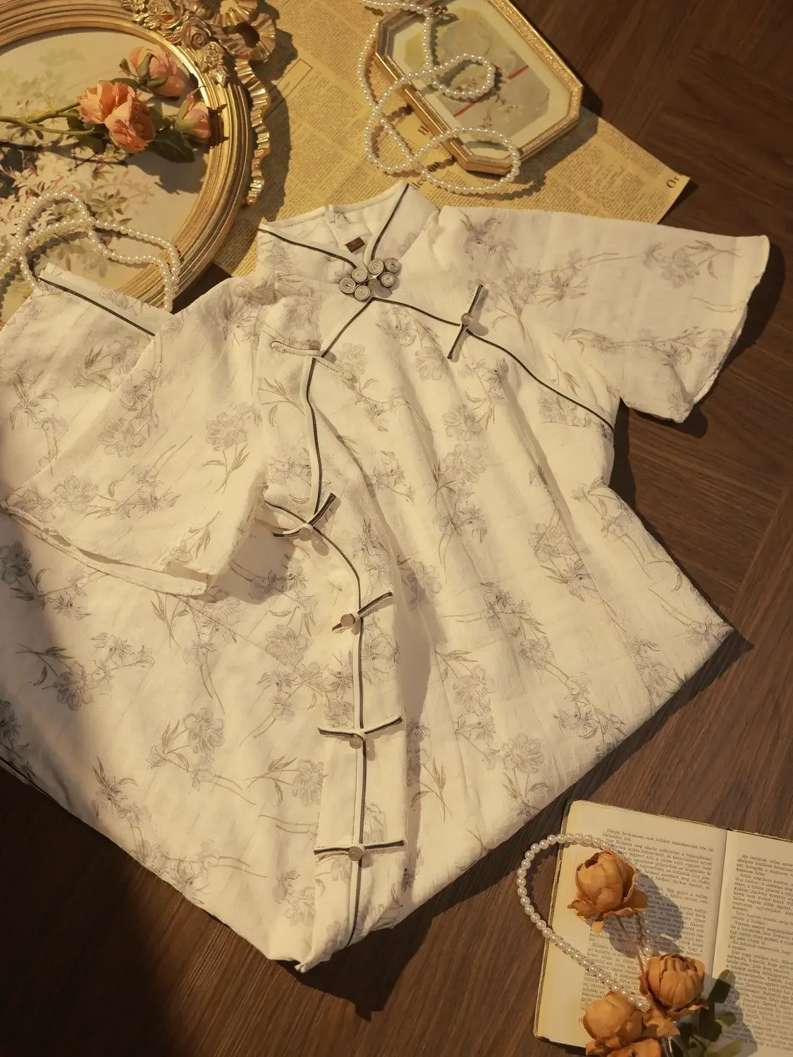 Robe traditionnelle chinoise Cheongsam Qipao à manches courtes, imprimé rétro amélioré, robes florales d'été pour fête orientale pour femmes