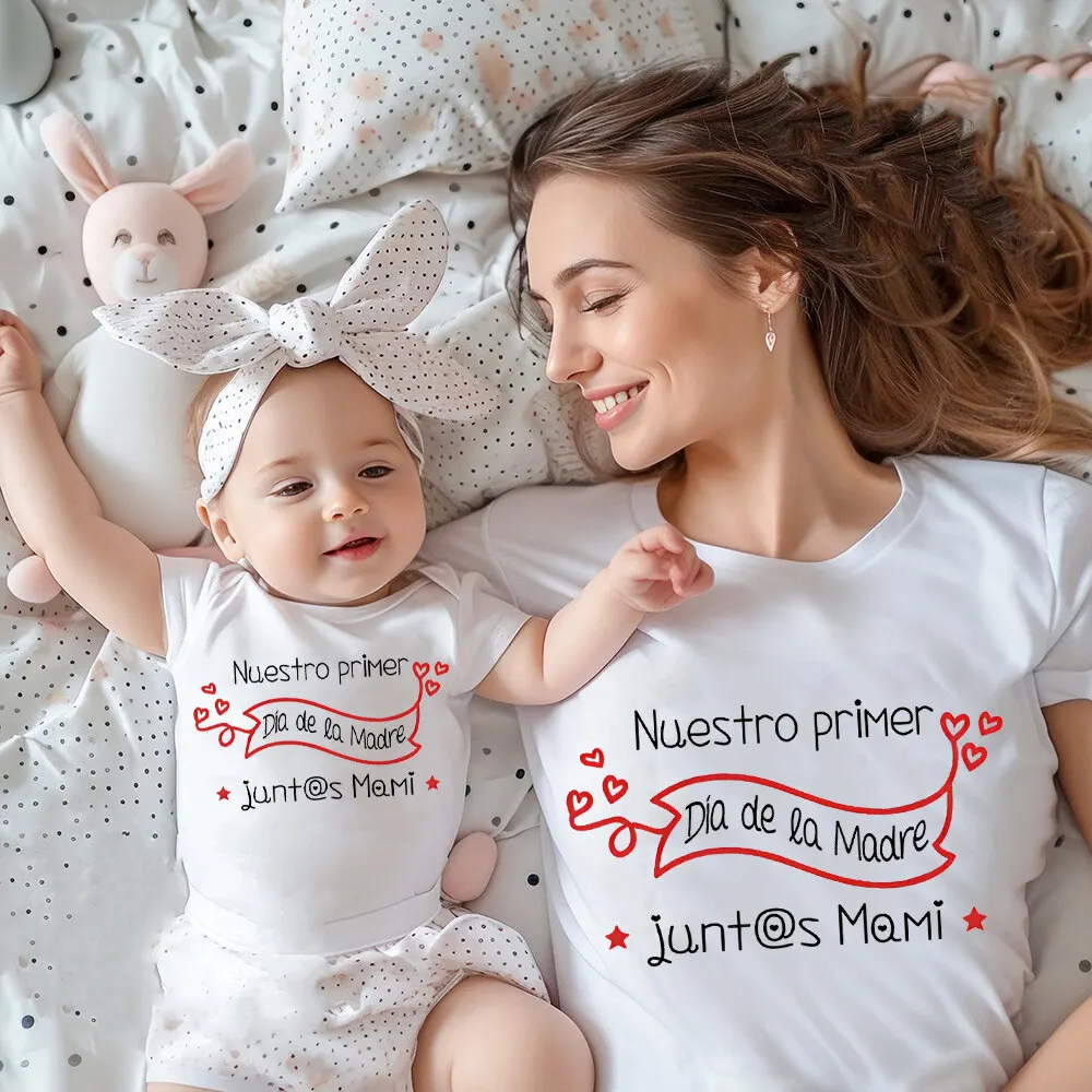 Our First Mother's Day Family Matching Outfit Baby Romper+daddy T-shirt Casual Family Outfits Mothers Day Baby and Mom Clothes