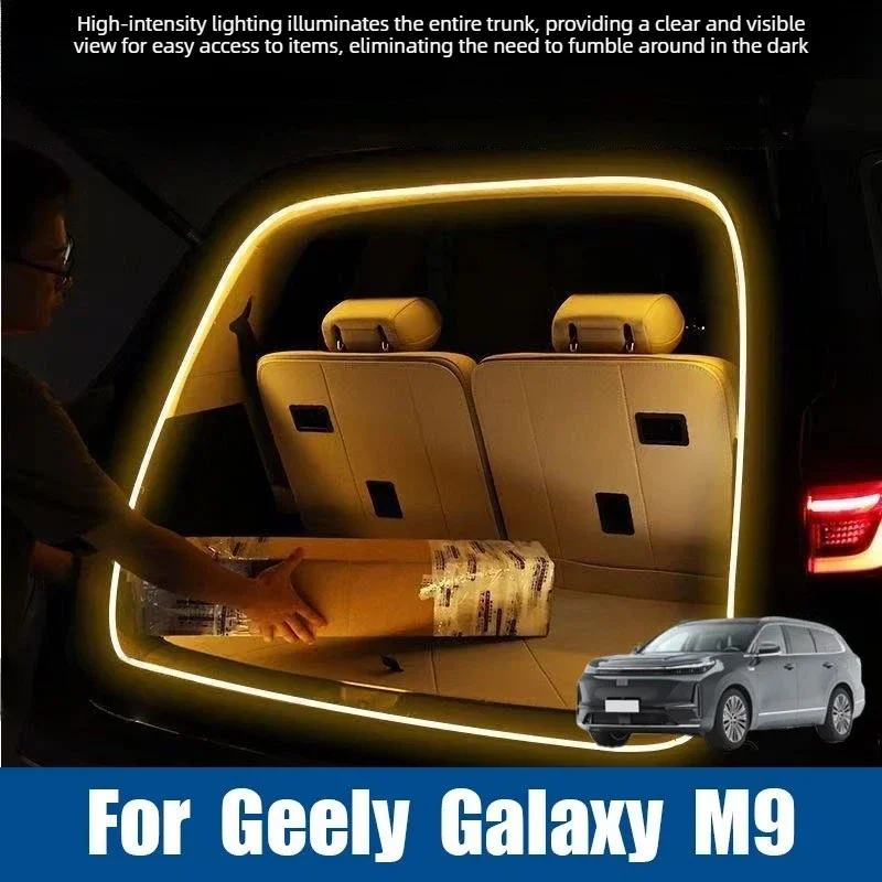 For Geely Galaxy M9 2026 2027 Car Trunk LED Light Ambient Interior Decorative Lamp Cargo Area Glow Light Covers Accessories