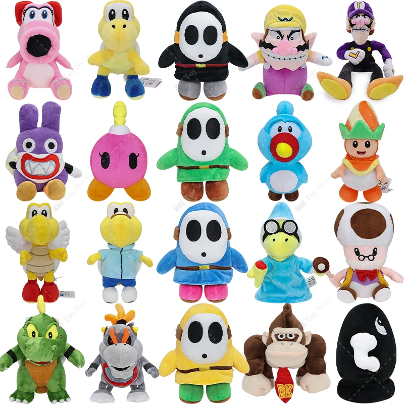 Anime Mario Plush Toys Princess Peach Shy Guy Toadette Bowser JR Luigi Yoshi Waluigi Wario Koops Kamek Soft Stuffed Peluche Doll