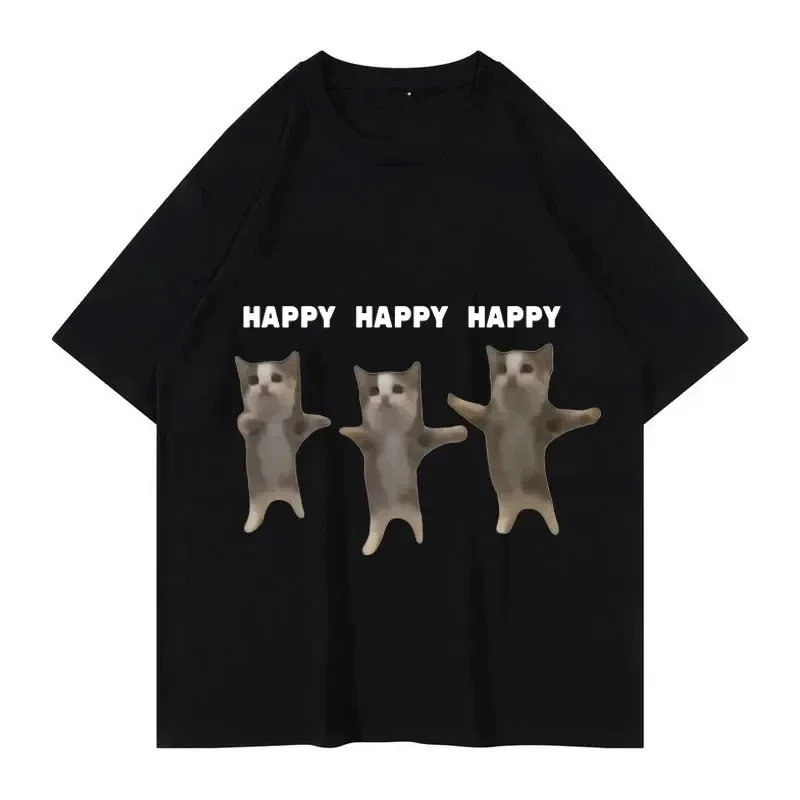 

Забавная милая футболка с графическим принтом «Танцующий кот», женская повседневная модная футболка