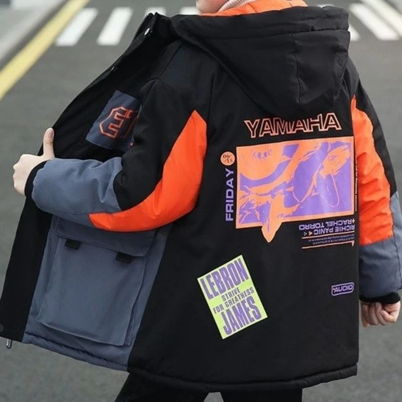Boys Coat Jacket Cotton Outerwear Windbreak 2023 Fashion Thicken Velvet Winter Warm Christmas Gift Children\'s Clothing
