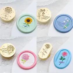 Retro Flower Plants Wax Seal Stamp Vintage Sealing Stamp Head For Scrapbook Envelopes Wedding Invitations Gift Cards Packaging