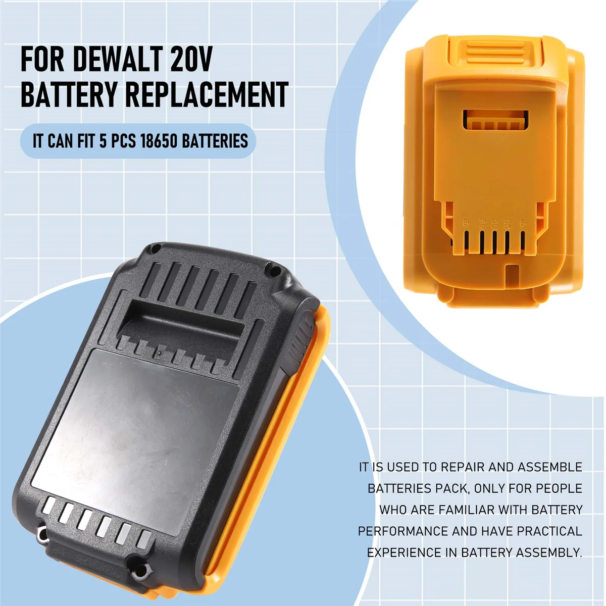 Battery Replacement Plastic Case for DeWalt 20V DCB201,DCB203,DCB204,DCB200 18V Li-Ion Battery Cover Parts for 3A 4A 5A