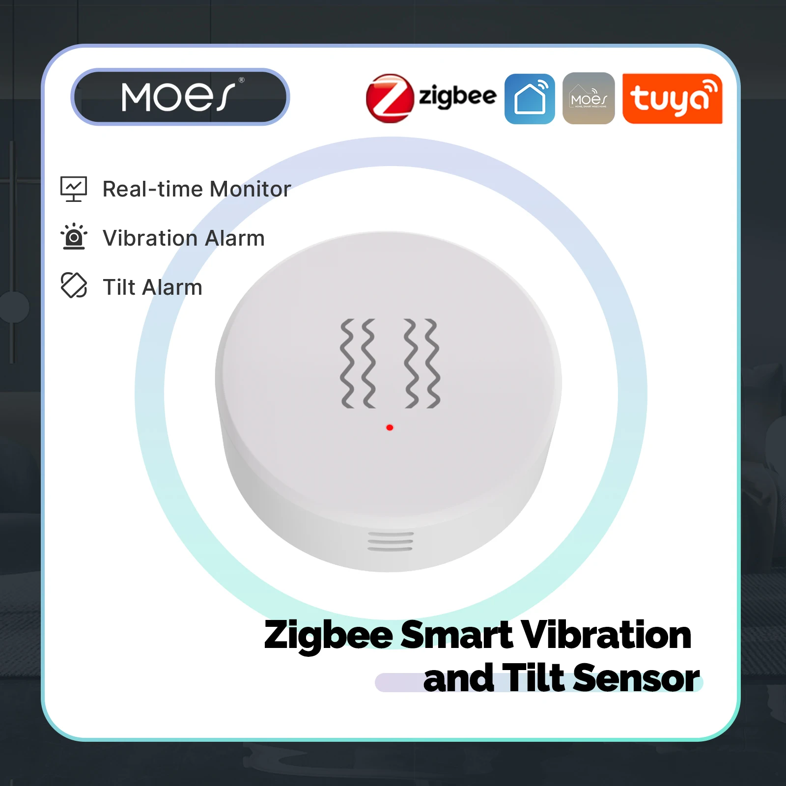 

Tuya Zigbee Smart Vibration Sensor, MOES 3-Axis Tilt & Shock Detector for Door Window Security, Real-Time Alarm, APP Alert​