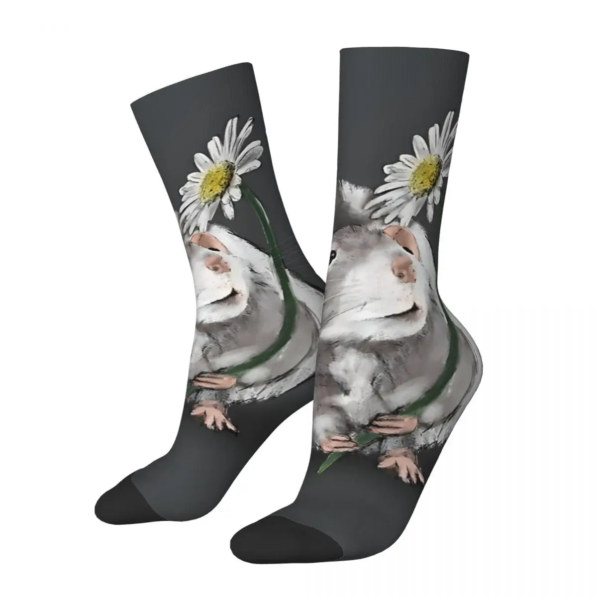 Funny Crazy Sock for Men A Rat And A Daisy Vintage Quality Pattern Printed Crew Sock Novelty Gift