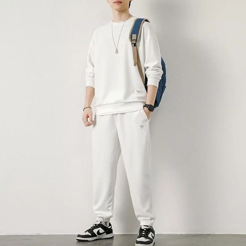 Antumn-conjunto deportivo informal para hombre, camiseta de manga larga y pantalones, ropa de estilo coreano, Primavera, nuevo
