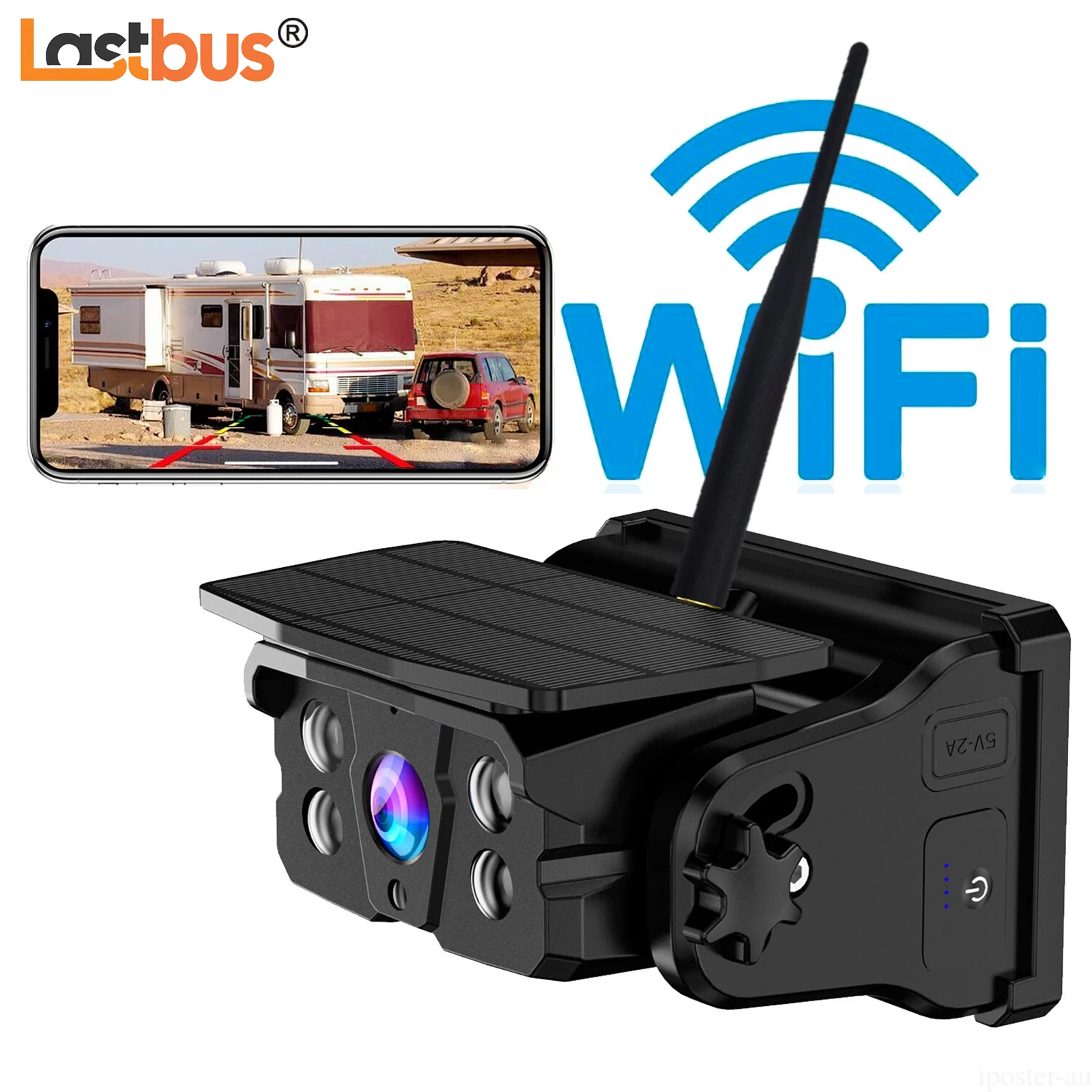 

Lastbus Wireless WiFi Solar Backup Reversing Camera Night Visoin Waterproof IP69 Magnetic Battery For Caravan iPhone Android