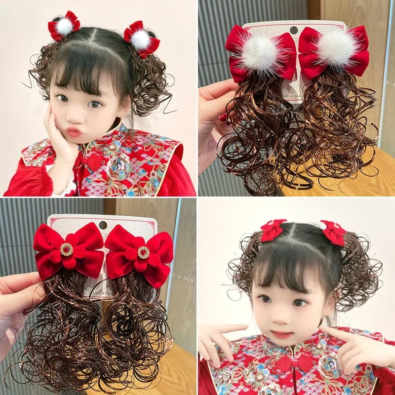 Cute Hair Extension for Kids Hair Wig Clips Girls Hair Accessories Wig Braids Hairpin Gift for kids Baby Princess Hairpins