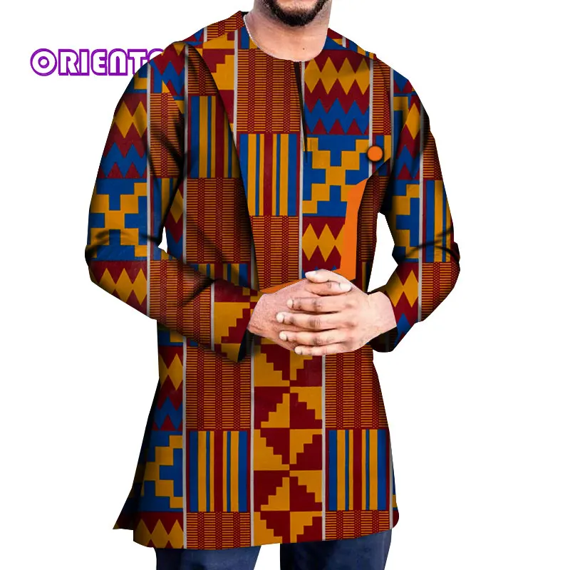 

African Shirt for Men Long Sleeve African Dashiki Shirt African Print Men's Cotton Shirts Tops African Clothes WYN1222