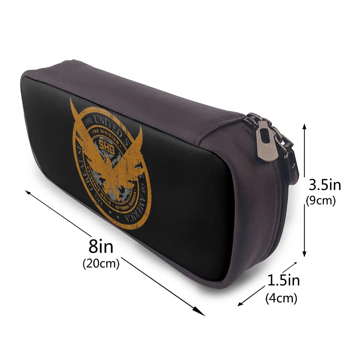 Game Tom Clancys The Division SHD Seal Leather Pencil Case for Boys Girls Pen Box Pencil Bag Stationery Supplies Pen Holder Bag view 2