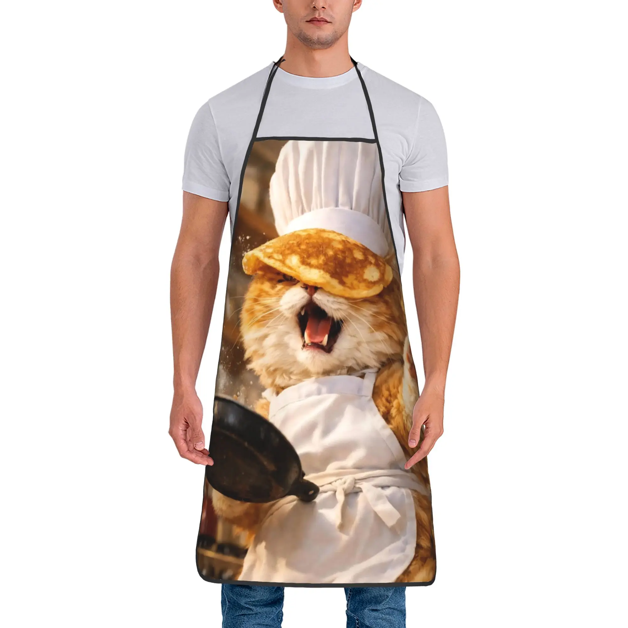 

Водонепроницаемый дышащий полиэстеровый фартук-нагрудник с забавным мемом «Милый кот-повар» для взрослых, унисекс, для ресторана