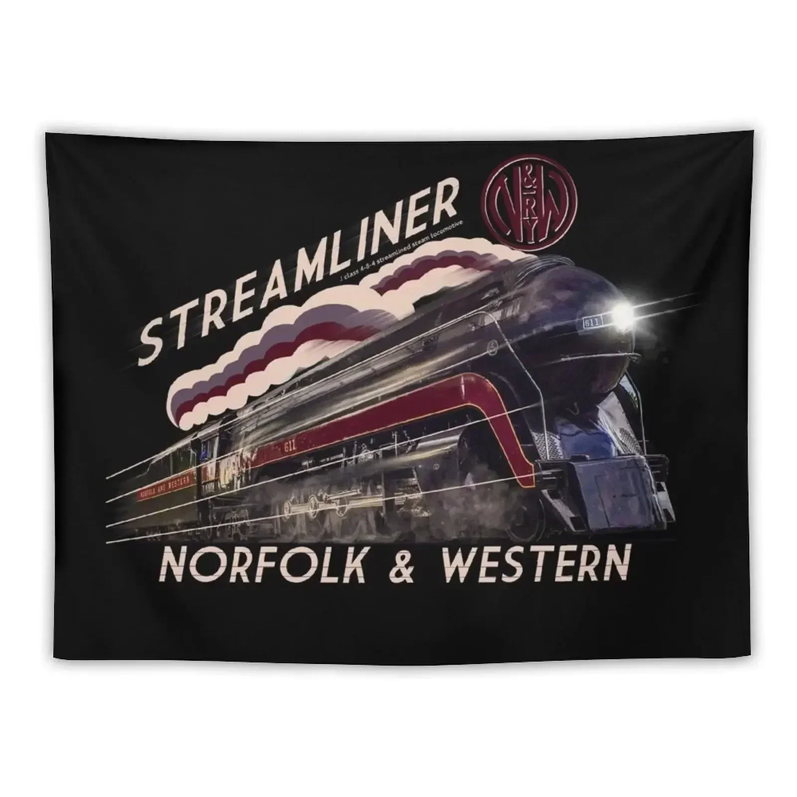 The Gorgeous Norfolk and Western Streamliner Steam Train Locomotive Engine Tapestry Bedroom Decor Aesthetic Tapestry