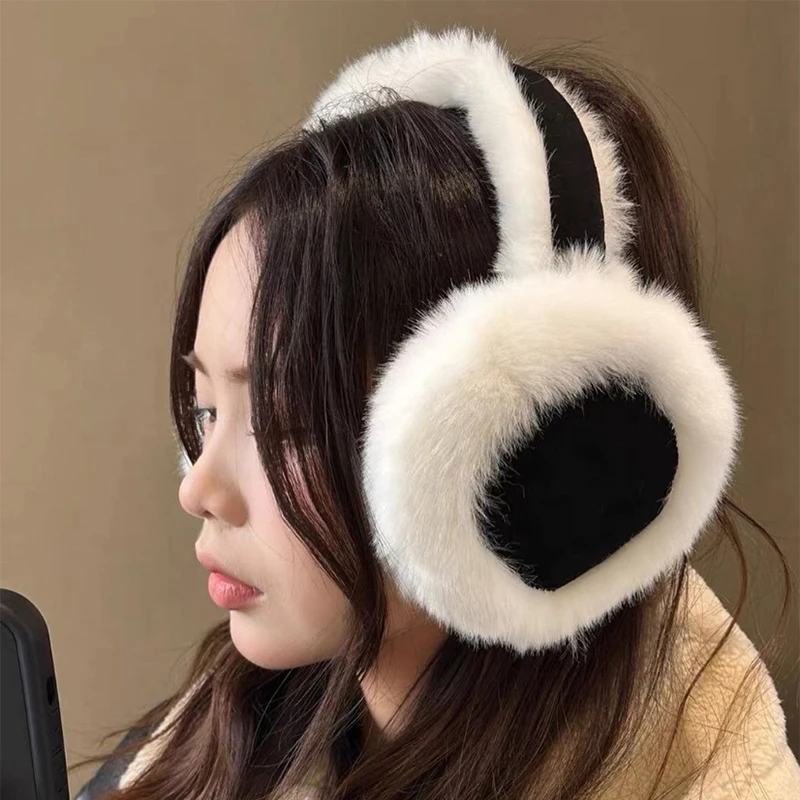 Moda macia earflap mulher ao ar livre esqui mais quente peludo earmuff inverno nova capa de orelha pele do falso proteção fria lã de pelúcia orelha muffs