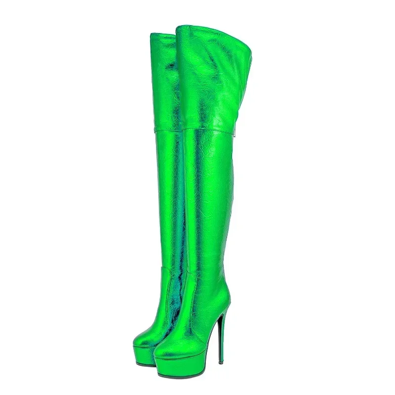 2024 Autumn/Winter New High Heels Thick Bottom Zipper Over Knee Boots for Women\'s Fashion Nightclub Pole Dance Boots