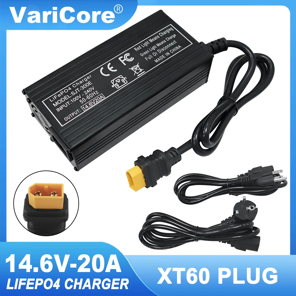 VariCore 14.6V 20A Smart Lifepo4 Battery Charger 110-220V 4S 12V High Power Charger For Lithium Iron Phosphate Battery Pack