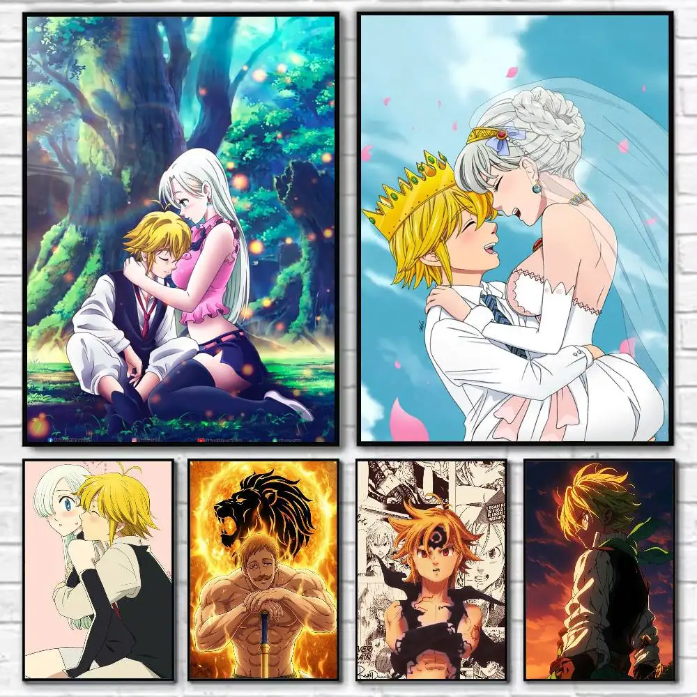 

Anime T-The Seven Deadly Sins Poster Self-adhesive Art Waterproof Paper Sticker Coffee House Bar Room Wall Decor