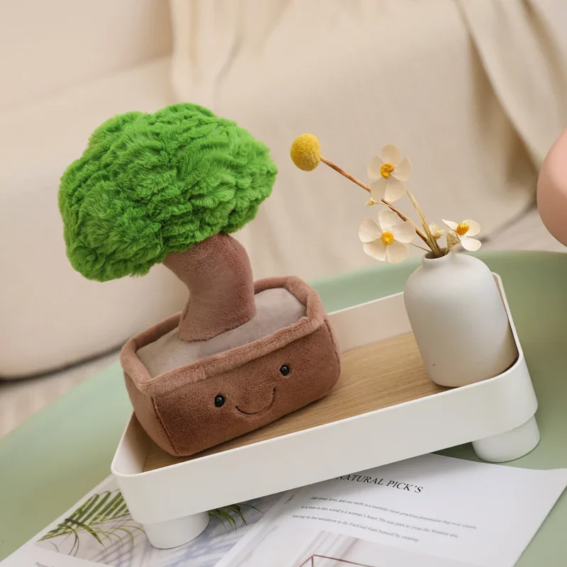 28 سنتيمتر بوعاء Pachira Macrocarpa بلوشي محشوة Kawaii الوجه المبتسم النباتات الخضراء ديكور غرفة مكتب المنزل هدية #6