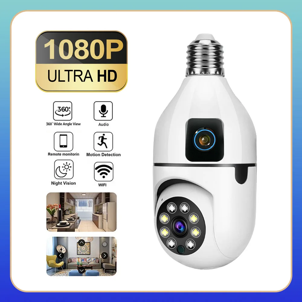 

1080P HD Camera CCTV WiFi Wireless Mini Smart Home Security Camera 360 Degree Security Infrared Night Vision Flash E27 V380 Pro