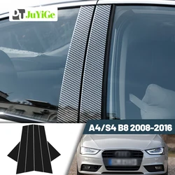 Glossy Black Carbon Fiber Window Door Deal B C Pillar Post Cover Sticker For Audi A4 B8 S4 2008-2016 2009 2010 2011 2012 2013