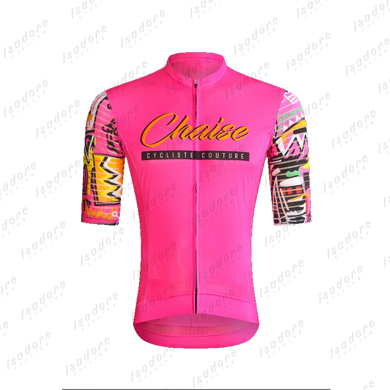 Pink Chaise Bicycle Clothing Suit for Men, Bib Gel Shorts, Short Sleeve Jersey, Summer