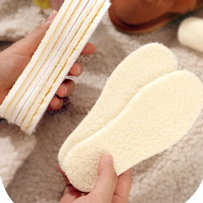 1-3Pairs Winter Thicken Keep Warm Insoles Skin Fur Integrat Absorb Sweat Insole Lamb Fleece Thickened Can Be Shear Insert Insole