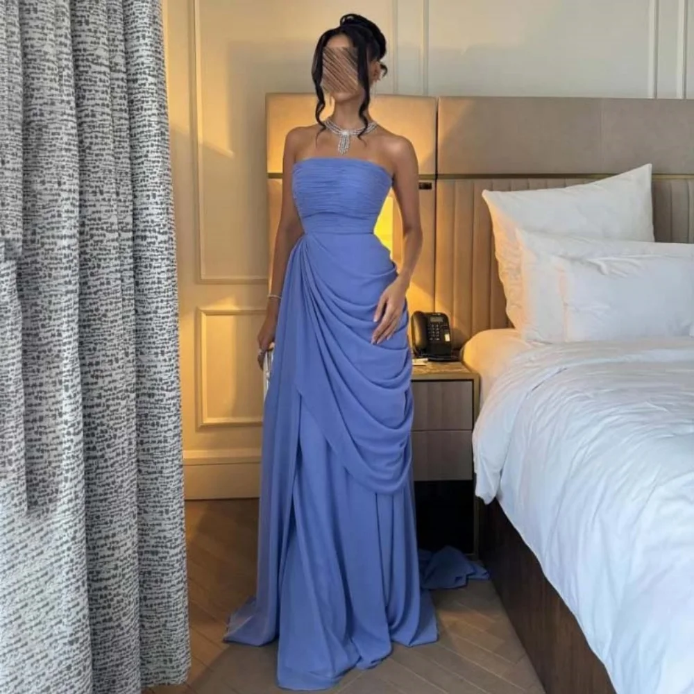 

Customized Exquisite Chiffon Women Prom Dress Charming Ruffles Party Gown Strapless Floor Length evening dresses luxury 2025