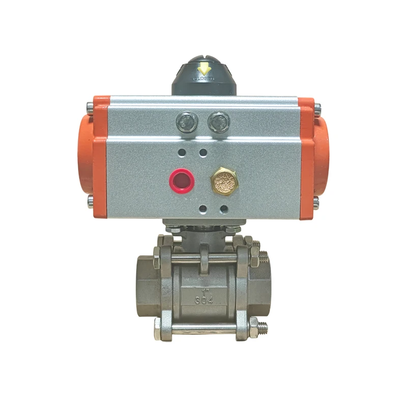 

1-дюймовый пневматический шаровой кран одностороннего действия, трехкомпонентный шаровой кран высокой платформы из нержавеющей стали с пневматическими приводами Q614F-16P