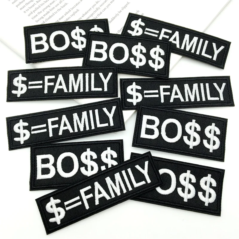 Boss parches bordados con respaldo adhesivo para planchar o coser