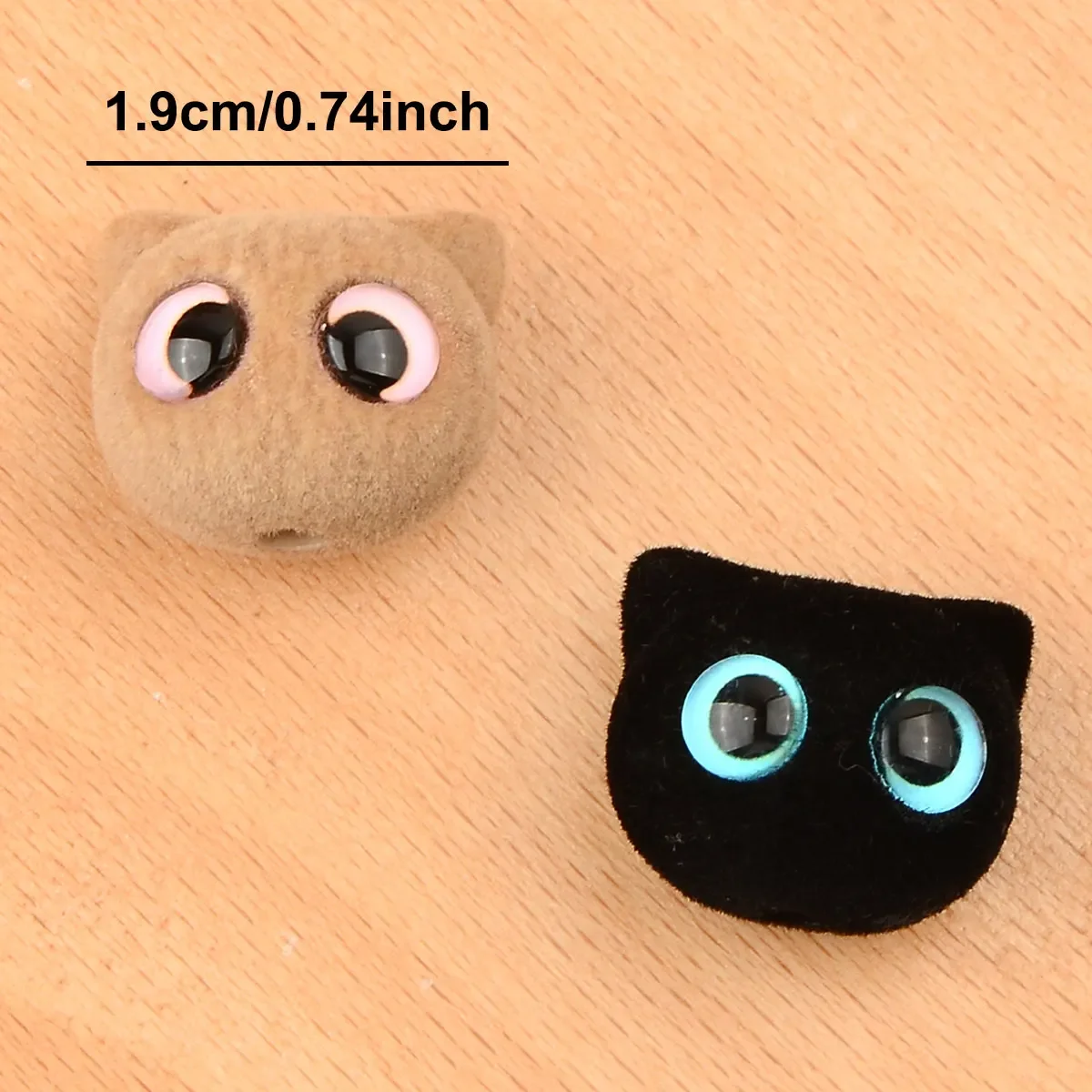 6pcs 1.9x1.6cm Random Color Mix Flocking Material Acrylic Beads Big Eyed Cat Head DIY Handmade Jewelry Material Accessories