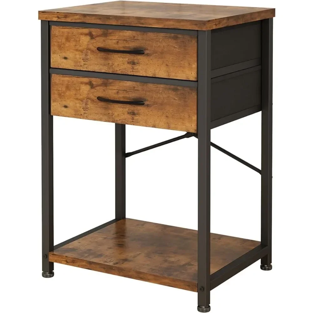 Nightstand Side Table with Storage Drawer Open Shelf