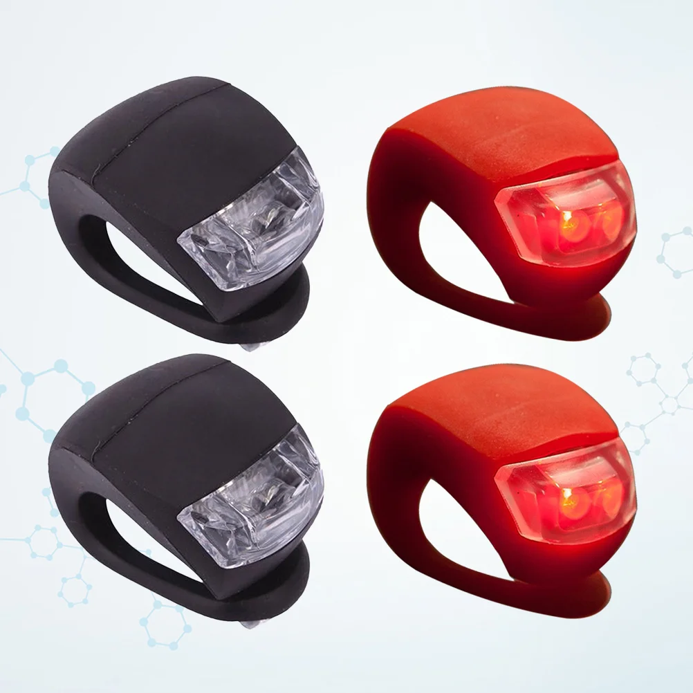 Juego de lámparas de luz de seguridad para rueda delantera y trasera de silicona para ciclismo, accesorios brillantes e impermeables (2 negros y 2 rojos), 4 Uds.