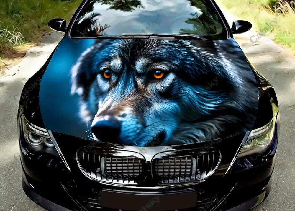 

animal wolf ferocious Car Hood Vinyl Stickers Wrap Vinyl Film Engine Cover Decals Sticker on Car Auto Accessories