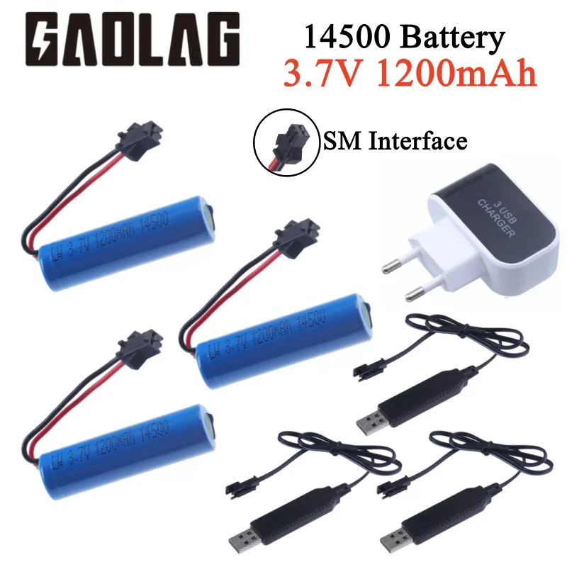 3.7V 1200mah Battery 14500 and charger For C2 D828 RC Stunt Dump Car Toy Accessory 3.7V 14500 Li-ion battery with SM-2P Plug