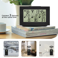 FanJu Alarm Clock Digital Thermometer Hygrometer Electronic Calendar Desktop Watch Table 3 Wireless Sensor Home Office Decor