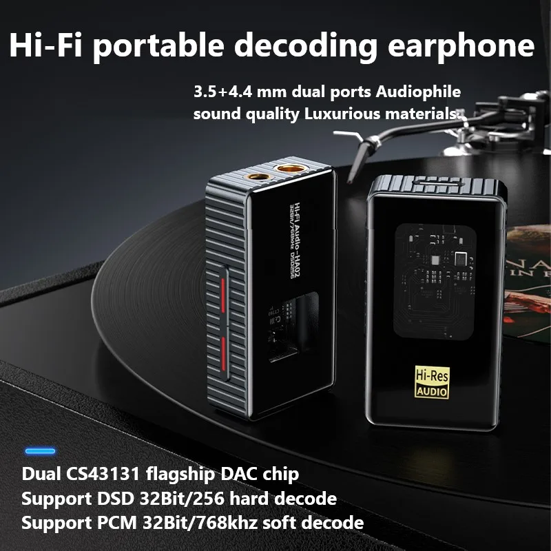 eppfun HIFI portátil USB DAC/AMP de alta resolución 4 x CS43131 DACs amplificador de auriculares 32 bits/768 kHz y DSD512 nativo |   3,5 mm+4,4 mm