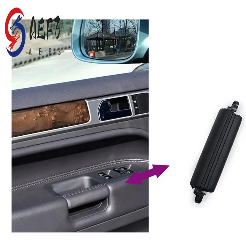 

AEF3-2PCS Car Front Door Handle Pull Trim PU Leather 7L6867161 For VW Touareg 2003-2010 Parts Side Door Handle Inner LHD RHD Bla