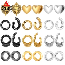 Earblity 2PCS Heart Ear Weights Hanger 316L Stainless Steel Ear Gauges Plugs Tunnels Piercing Body Jewelry for Women Man Gift
