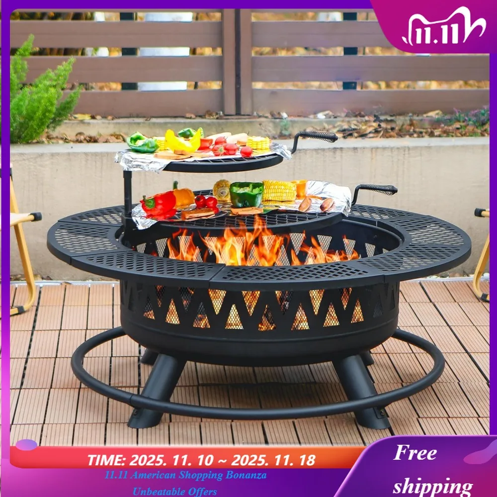 

Костра с двумя решетками, большие уличные колышки для улицы, древесный камин для кемпинга, пикника, пожарного, по индивидуальному заказу