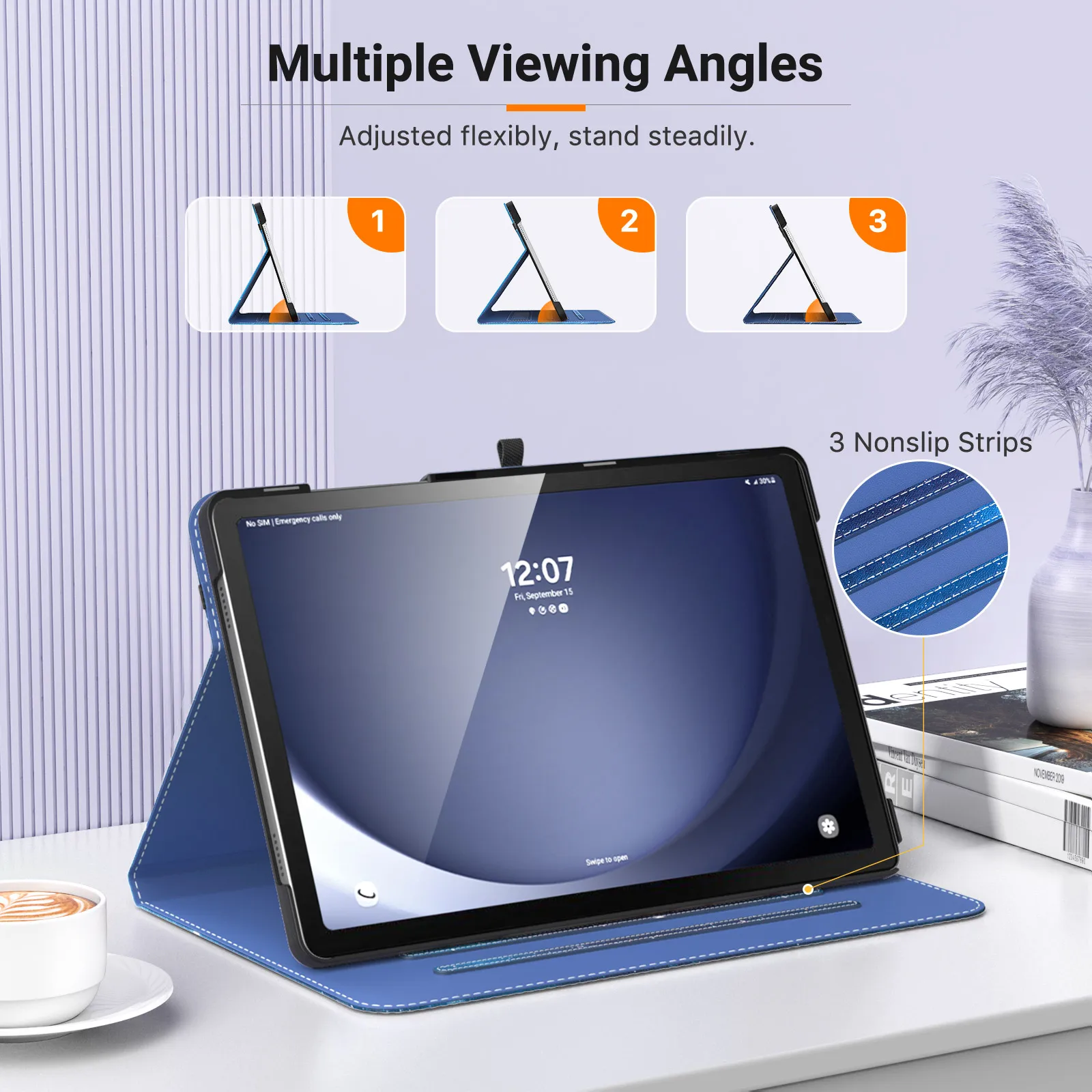 Imagem -03 - Couro Multi-angle Viewing Capa de Suporte Dobrável Estojo com Alça de Mão Samsung Galaxy Tab a9 Plus 11 2023 pu