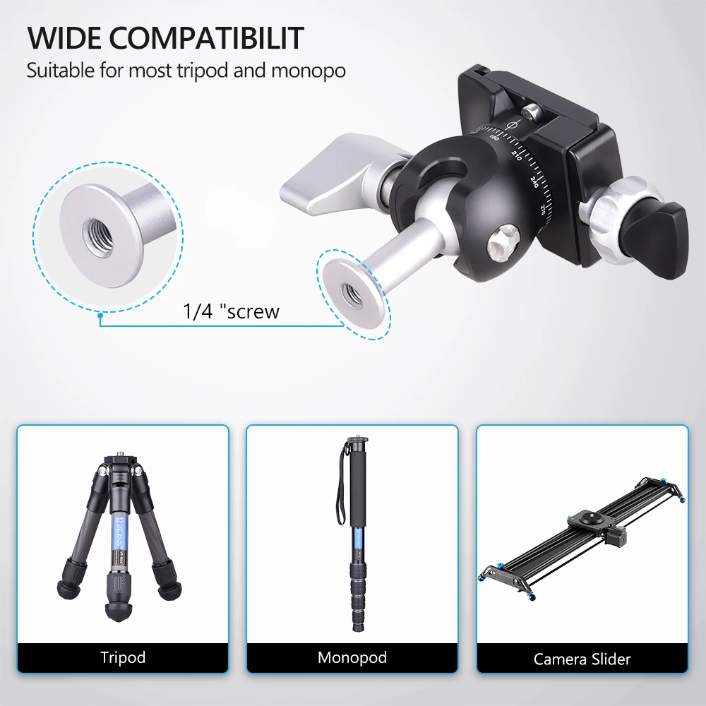 ARTCISE DZ01 360 Degree Mini Reverse Low Gravity Center Ball Head  Camera tripod head CNC Aluminum Alloy for DSLR,Camera,phone