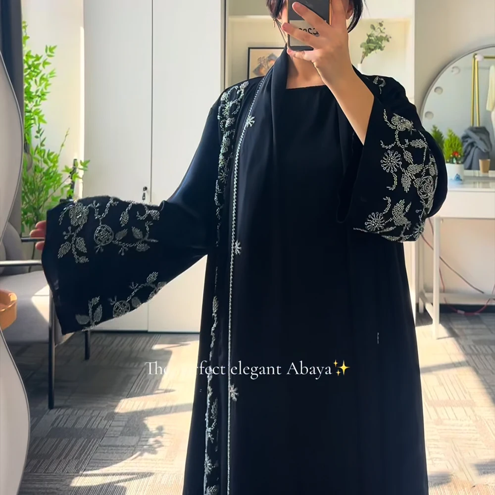

Muslim Women Dresses 3 Piece Sets Scarf Abaya Diamonds Ramadan Morocco Dubai Kaftan Party Vestidos Arab Long Robe Abayas Suits