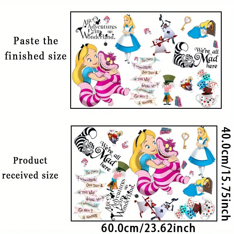 1 ملصق حائط للمطبخ العالمي من Disney Alice in Wonderland، ديكور المطبخ، عمل فني، لمسة نهائية لامعة، مثالي للمطابخ والخزائن وغرف الطعام