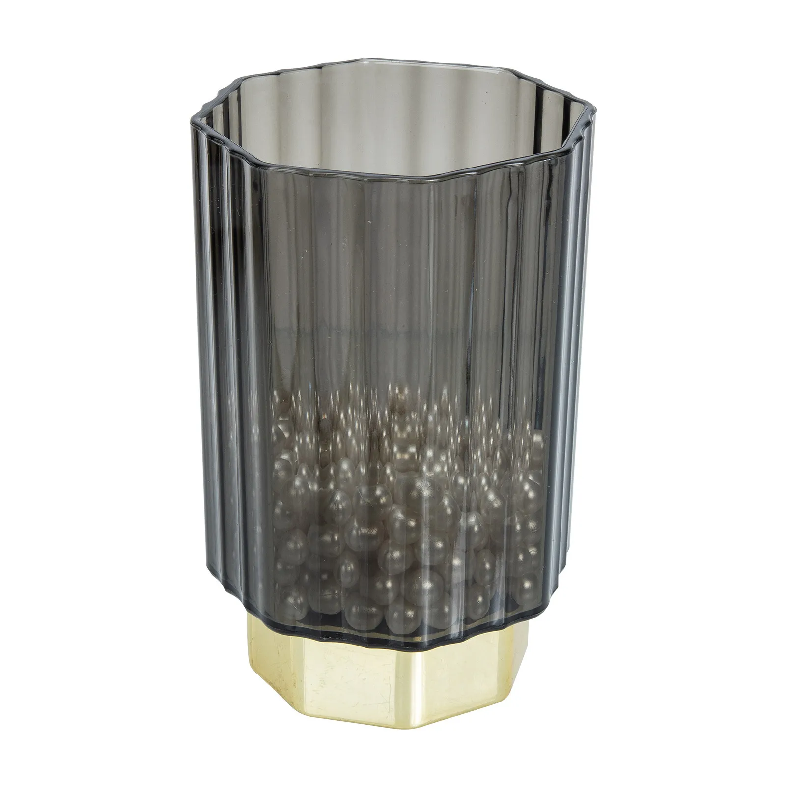 ゴールドリムガラス製メイクブラシホルダー、無料のパール付き、口紅や鉛筆の収納用デスクトップオーガナイザー、メイクブラシ