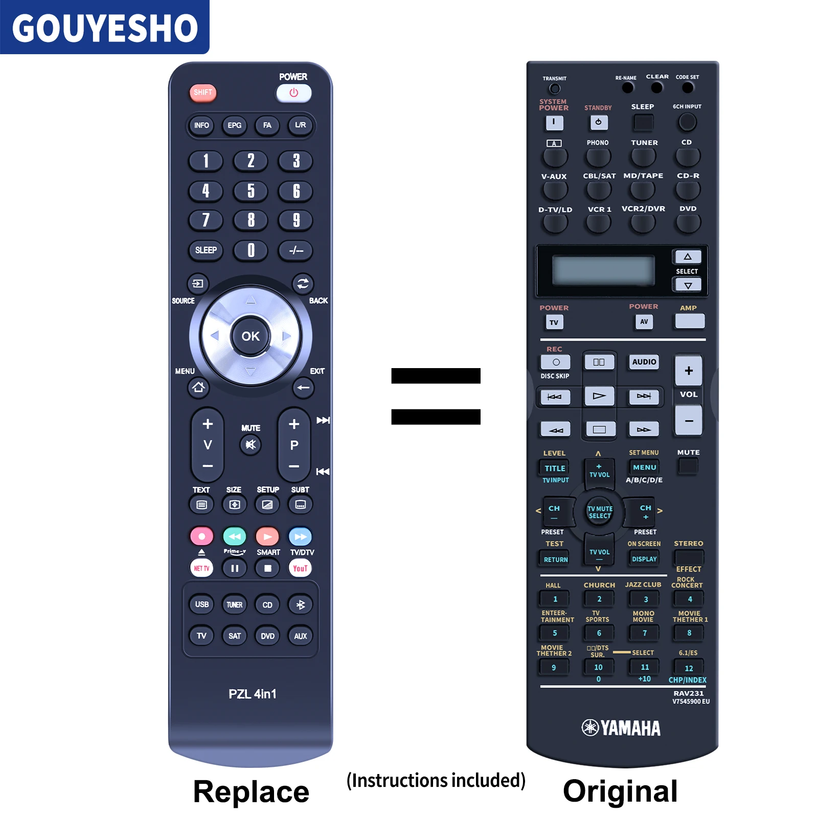 New Remote Control RAV231 V7545900 for YAMAHA RXV1200 RX-V1200RDS RX-V1200RDS