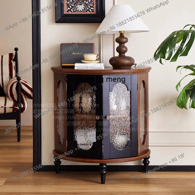 

French solid wood retro living room corridor wall decorative cabinet middle antique entrance table storage side cabinet