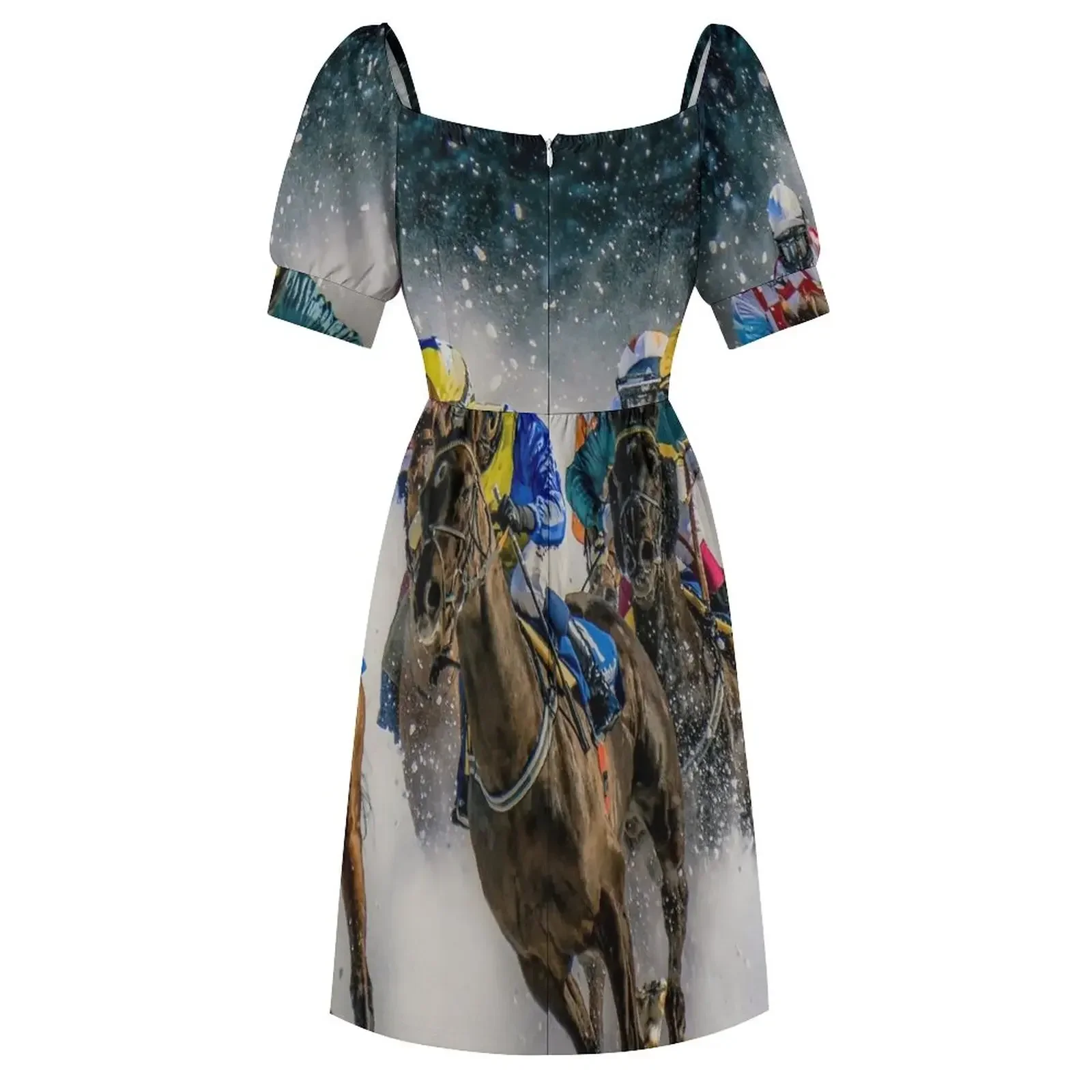 Horses racing sport graphic t shirt Short-Sleeved Dress Dress for pregnant women Long dresses