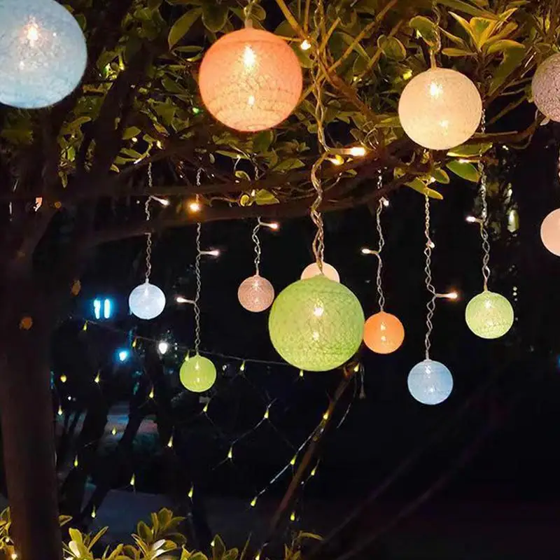 

Fairy Lights Cotton Balls String Outdoor 3 Meters LED Fairy Lights Indoor With 96 Cotton Balls 8 Lighting Modes 16 String Balls