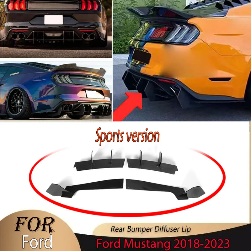 

For Ford Mustang 2018 2019 2020 2021 2022 2023 Rear Bumper Diffuser Lip Refit Rear Side Splitter Plate Spoiler Body Kits Tuning
