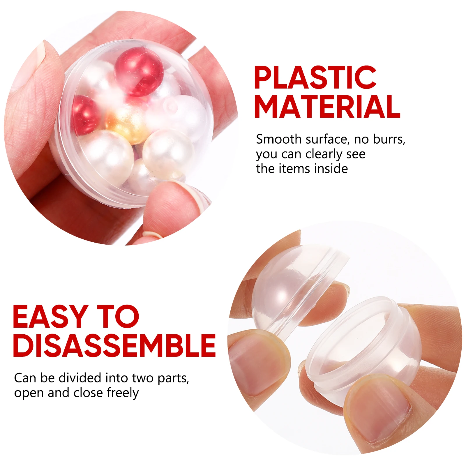Cápsulas de plástico transparente Gumball Machine, Bolas Desktop Claw Toy, Baby Vending Machines, Ornamentos infantis, 100 Pcs